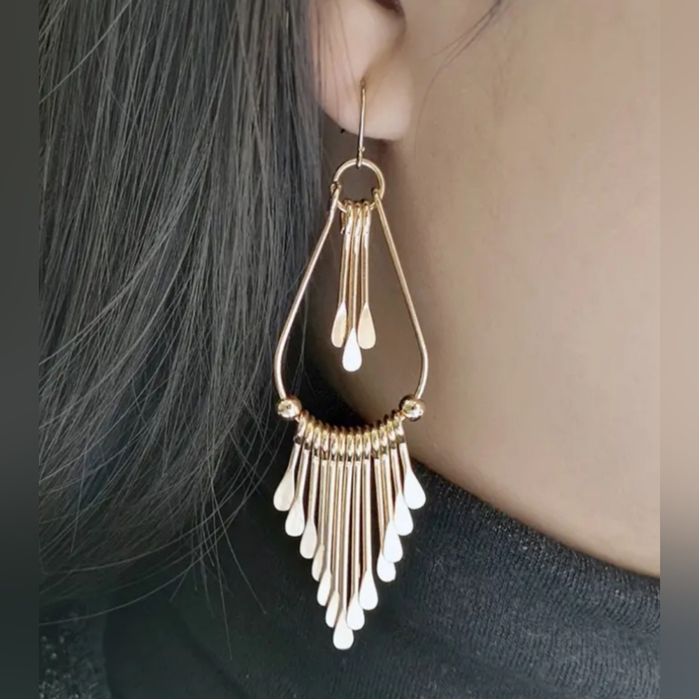 Gold Hammered Dangle Earrings